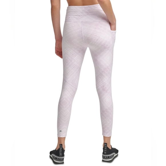 DKNY WOMEN'S CROSSOVER-FRONT TIE DYED LEGGINGS SIZE L  PINK/WHITE - Picture 7 of 7